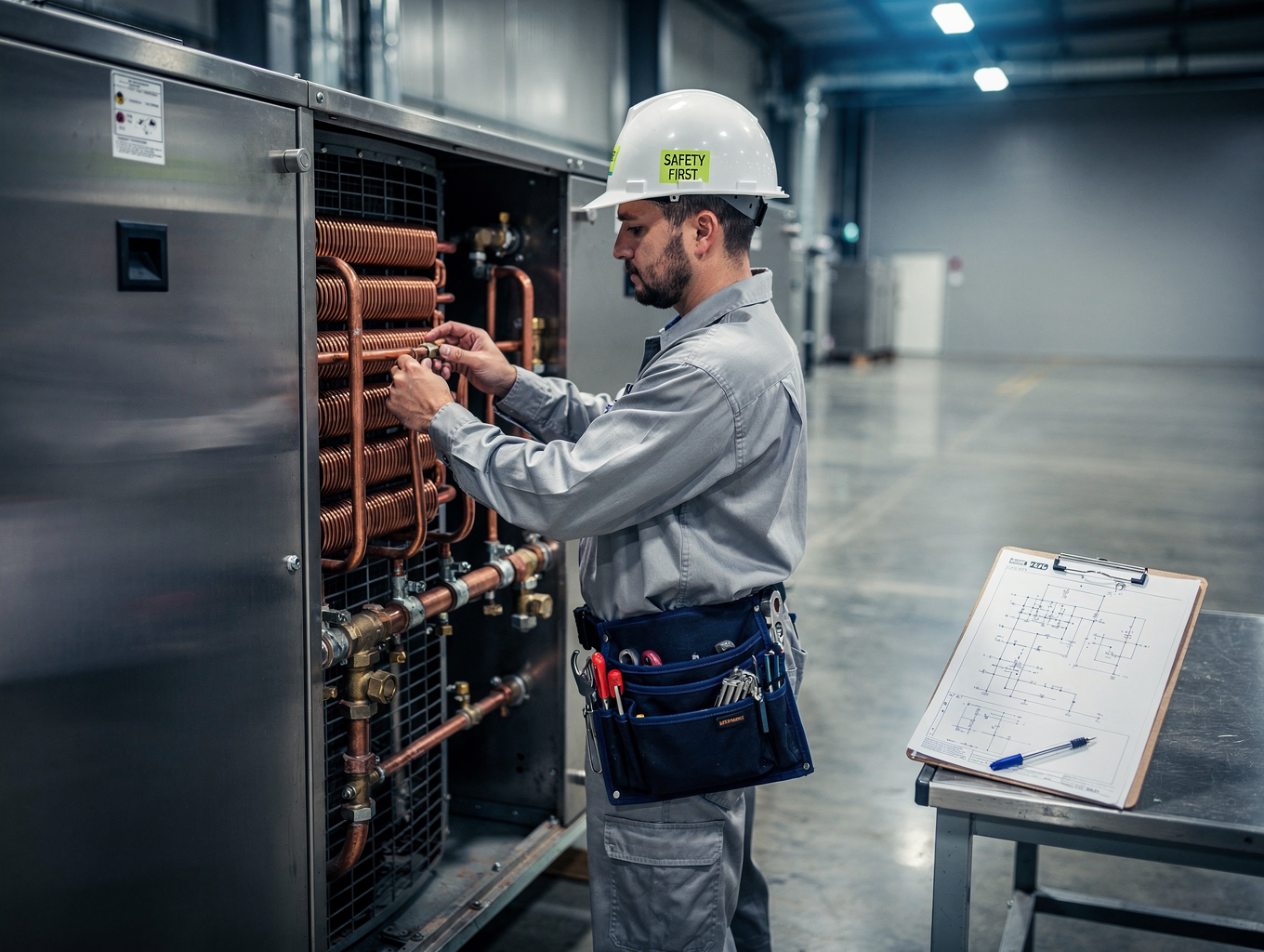 Commercial walk in cooler maintenance in restaurant kitchen setting