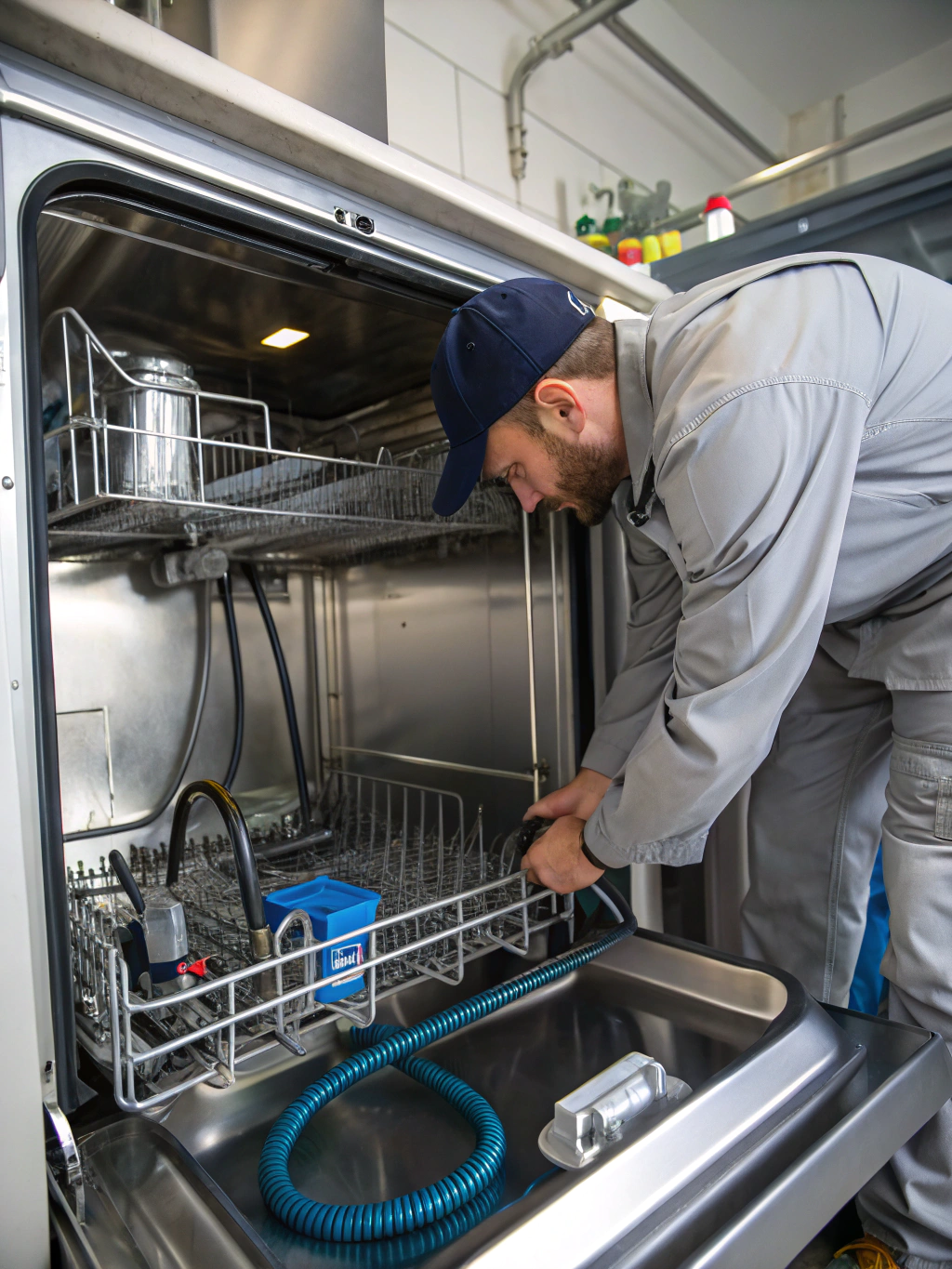 Modern tall tub dishwasher wash pump and drain testing