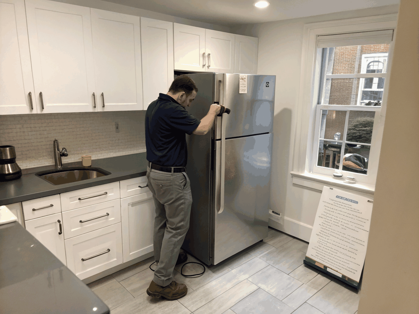 Freezer ice maker assembly inspection and temperature sensor test