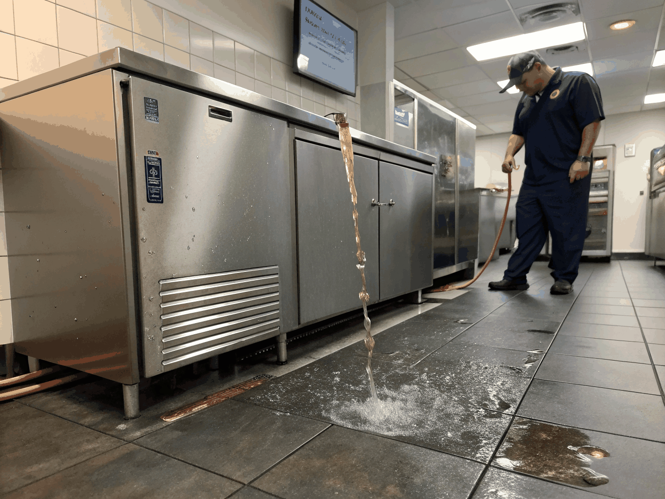 Built-in undercounter ice machine water lines and mold heater repair